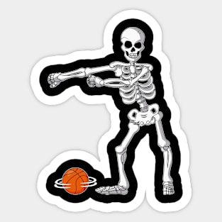 Flossing Skeleton Basketball Funny Halloween Sticker